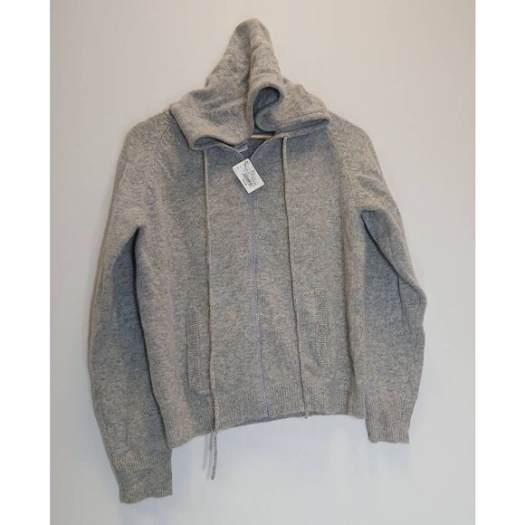 Mary Jane womens small angora wool full zip gray sweater hoodie - Picture 4 of 9